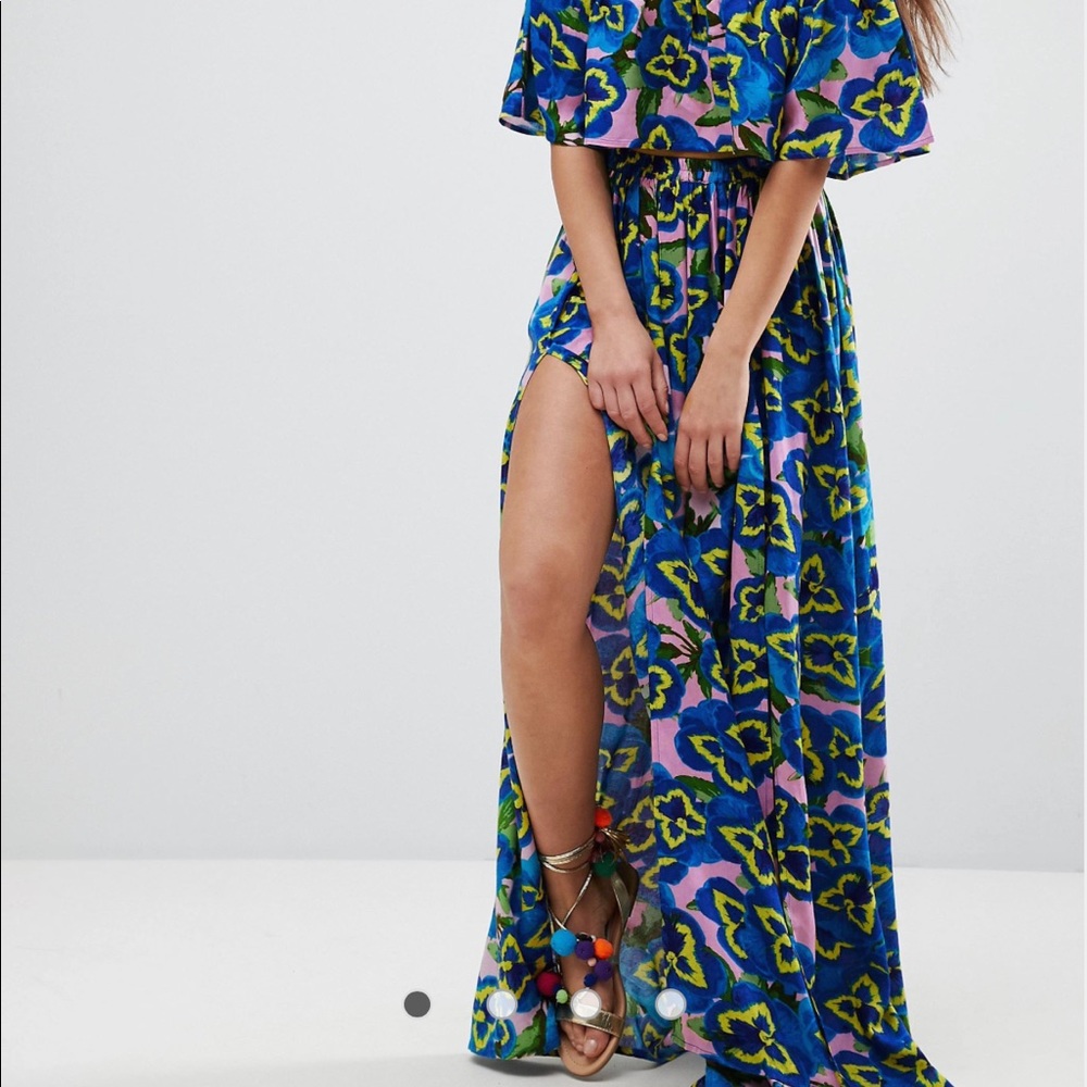 ASOS two-piece maxi skirt in pansy print